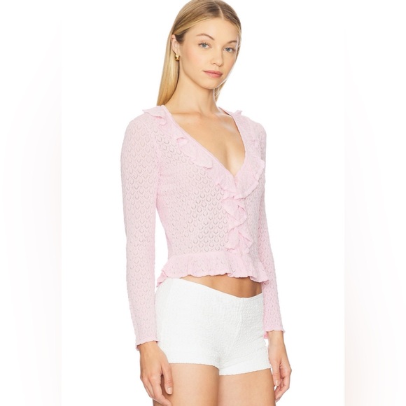 LoveShackFancy Nilah Cardigan, Lotus Petal - Picture 2 of 13